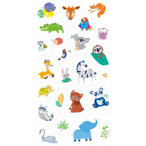 Avenir Tattoo Sticker Jungle Animal Series 50 Pieces Set Of Temporary Tattoos High-Quality Water-Based Ink - Safe And Easy To Apply And Remove - Lasts 3-5 Days For Kids 3 Years And Up