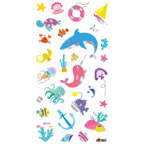 Avenir Tattoo Sticker Sea Animal 52 Pieces Set Of Temporary Tattoos High-Quality Water-Based Ink - Safe And Easy To Apply And Remove Lasts 3-5 Days For Kids 3 Years And Up