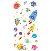 Avenir Tattoo Sticker Space 53 Pieces Set Of Temporary Tattoos High-Quality Water-Based Ink Safe And Easy To Apply And Remove Lasts 3-5 Days For Kids 3 Years And Up