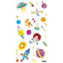 Avenir Tattoo Sticker Space 53 Pieces Set Of Temporary Tattoos High-Quality Water-Based Ink Safe And Easy To Apply And Remove Lasts 3-5 Days For Kids 3 Years And Up