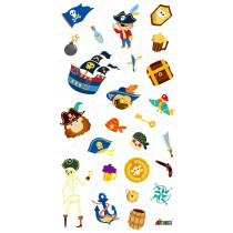 Avenir Tattoo Sticker Pirate 52 Pieces Set Of Temporary Tattoos High-Quality Water-Based Ink Safe And Easy To Apply And Remove  Lasts 3-5 Days For Kids 3 Years And Up
