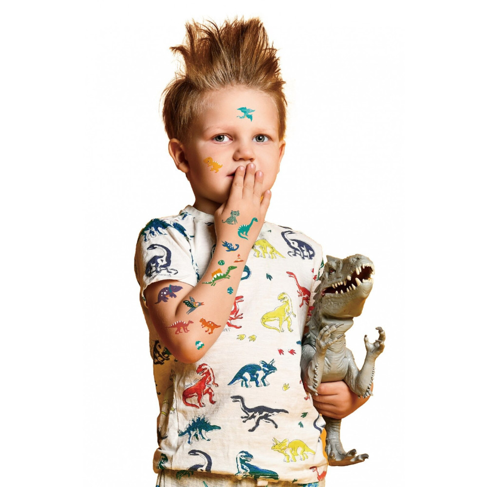 Avenir Tattoo Sticker Dino 52 Pieces Set Of Temporary Tattoos High-Quality Water-Based Ink Safe And Easy To Apply And Remove Lasts 3-5 Days For Kids 3 Years And Up