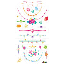 Avenir Tattoo Sticker Jewelry 50 Pieces Set Of Temporary Tattoos High-Quality Water-Based Ink Safe And Easy To Apply And Remove Lasts 3-5 Days For Kids 3 Years And Up