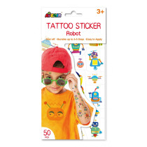 Avenir Tattoo Sticker Robot 50 Pieces Set Of Temporary Tattoos High-Quality Water-Based Ink Safe And Easy To Apply And Remove Lasts 3-5 Days For Kids 3 Years And Up