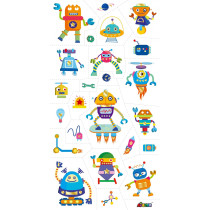 Avenir Tattoo Sticker Robot 50 Pieces Set Of Temporary Tattoos High-Quality Water-Based Ink Safe And Easy To Apply And Remove Lasts 3-5 Days For Kids 3 Years And Up