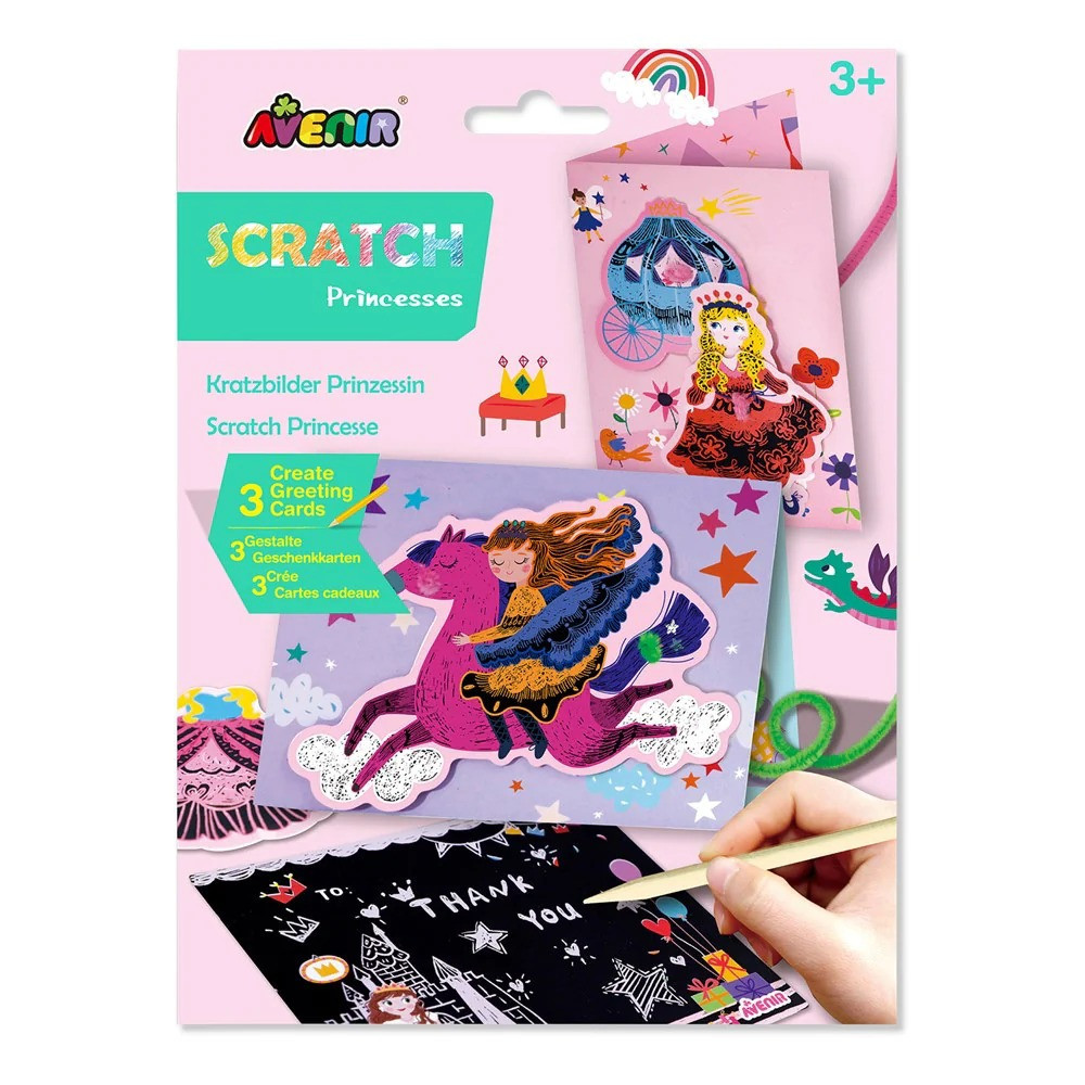 Avenir Scratch Princesses Arts And Crafts, Greeting Cards Set Make Beautiful Greetings Cards Scratch Art 3 Years And Up