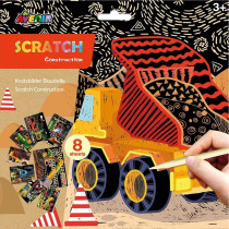 Avenir Scratch Art Kit Construction Unleash Creativity With Vibrant Drawings 4 Themed Scratch Boards And Scratch Tool Watch Brilliant Colours Unfold, Engaging Activity For Young Artists 3 Years And Up