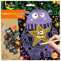Avenir Scratch Art Kit Monster Unleash Creativity With Vibrant Drawings 4 Themed Scratch Boards And Scratch Tool Watch Brilliant Colours Unfold, Engaging Activity For Young Artists 3 Years And Up