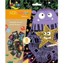 Avenir Scratch Art Kit Monster Unleash Creativity With Vibrant Drawings 4 Themed Scratch Boards And Scratch Tool Watch Brilliant Colours Unfold, Engaging Activity For Young Artists 3 Years And Up