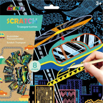 Avenir Scratch Art Kit Transportation Unleash Creativity With Vibrant Drawings 4 Themed Scratch Boards And Scratch Tool Watch Brilliant Colours Unfold, Engaging Activity For Young Artists 3 Years And Up