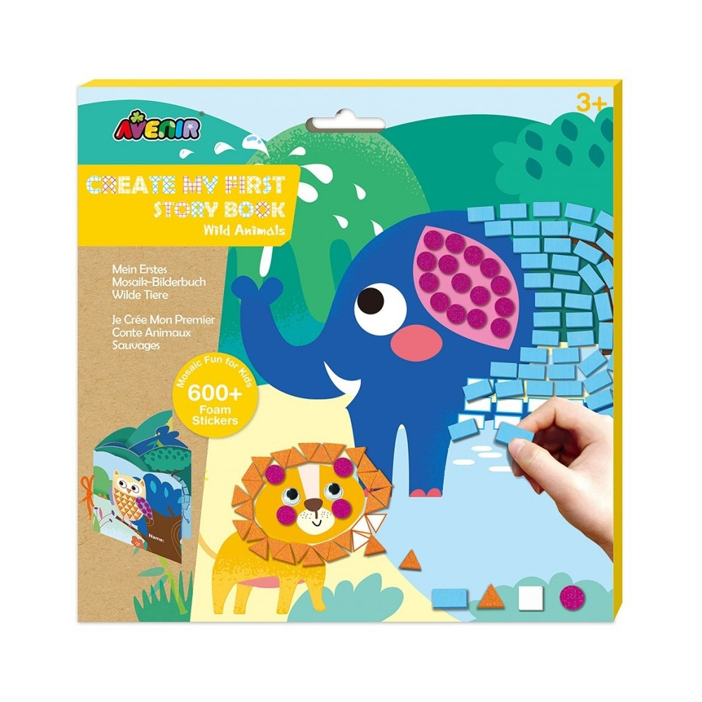 Avenir Create My First Story Book Wild Animals Mosaic Junior Kit Fun DIY Activity For Kids Improve Coordination And Perception Of Colours Ideal Gift For Kids 3 Years And Up