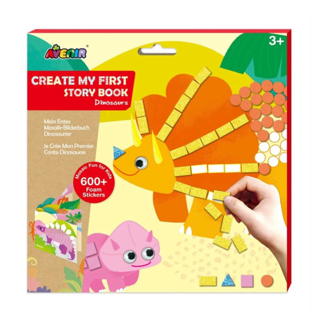 Avenir Create My First Story Book Dinosaurs Mosaic Junior Kit Fun DIY Activity For Kids Improve Coordination And Perception Of Colours Ideal Gift For Kids 3 Years And Up