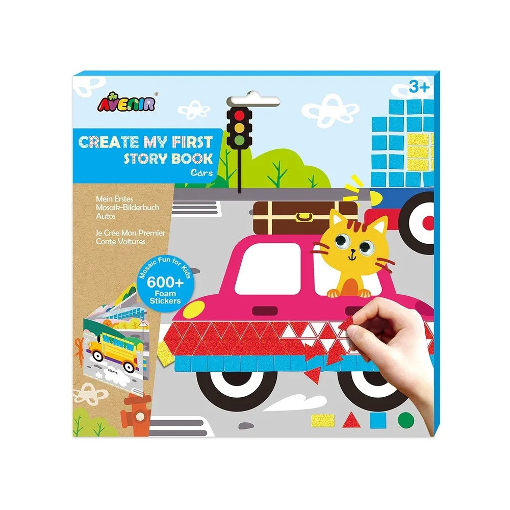 Avenir Create My First Story Book Cars Mosaic Junior Kit Fun DIY Activity For Kids Improve Coordination And Perception Of Colours Ideal Gift For Kids 3 Years And Up