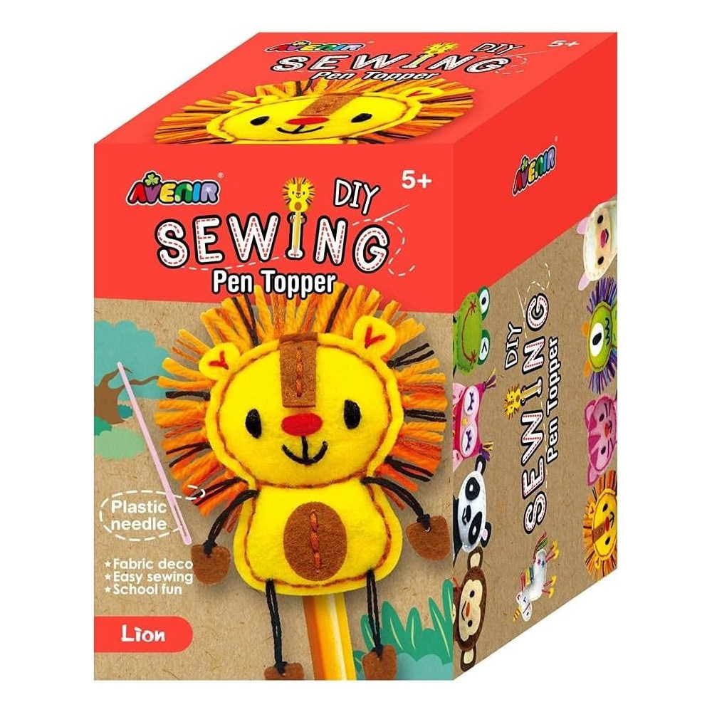 Avenir Sewing Pen Topper Lion DIY Pen Topper Friend Sewing Kit Hours Of Entertainment And Creativity Tools And Instructions Included, Easy And Fun Activity For Kids 3 Years And Up