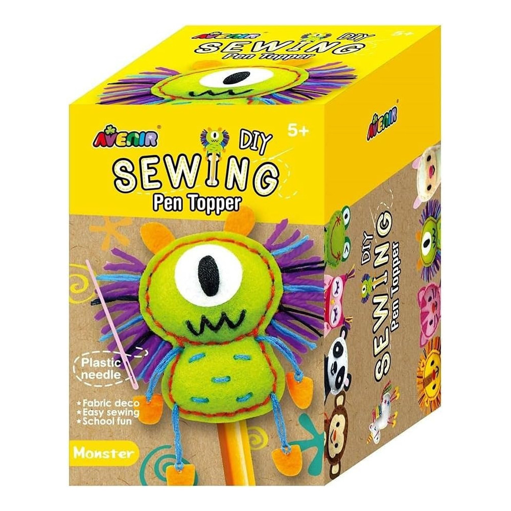 Avenir Sewing Pen Topper Monster DIY Pen Topper Friend Sewing Kit Hours Of Entertainment And Creativity Tools And Instructions Included, Easy And Fun Activity For Kids 3 Years And Up