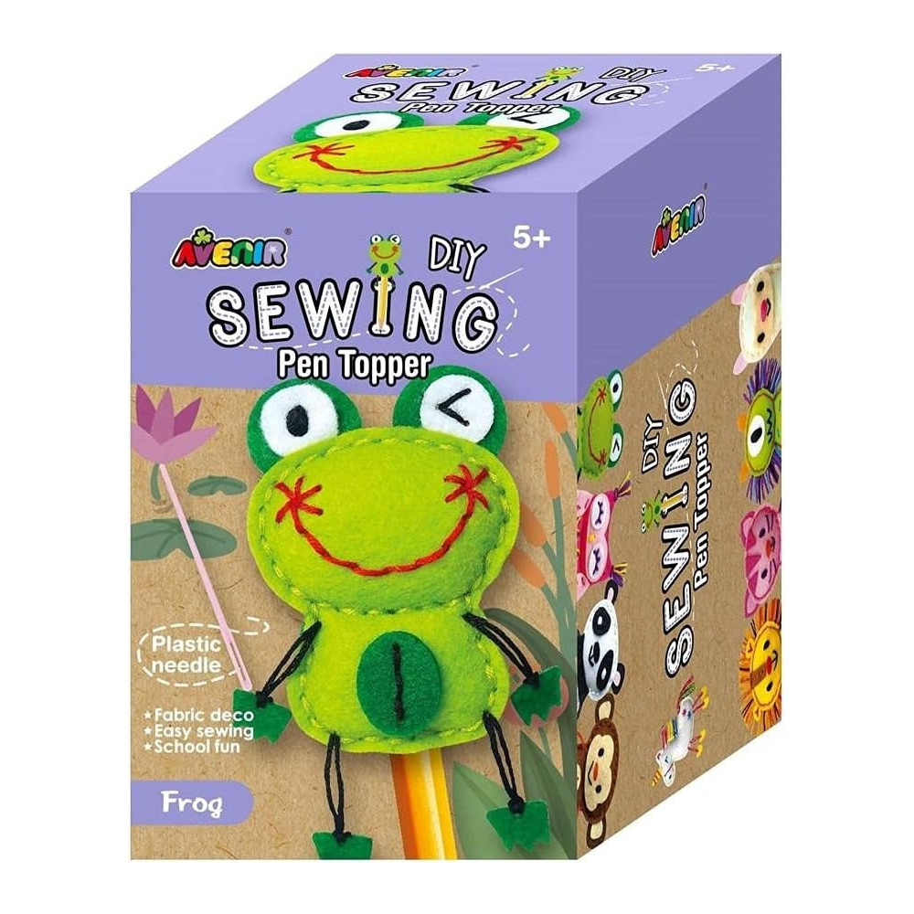 Avenir Sewing Pen Topper Frog DIY Pen Topper Friend Sewing Kit Hours Of Entertainment And Creativity Tools And Instructions Included, Easy And Fun Activity For Kids 3 Years And Up