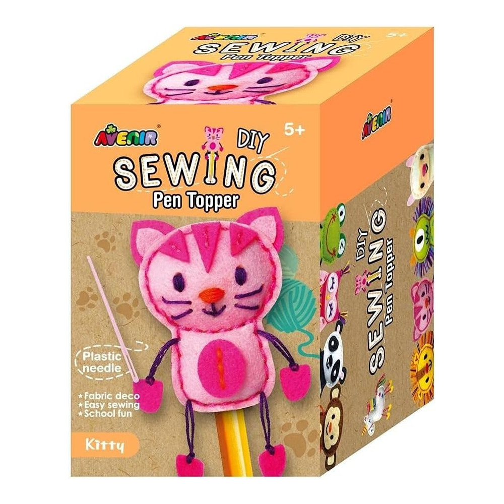Avenir Sewing Pen Topper Kitty DIY Pen Topper Friend Sewing Kit Hours Of Entertainment And Creativity Tools And Instructions Included, Easy And Fun Activity For Kids 3 Years And Up