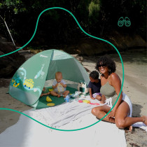 Badabulle Anti-UV Baby Tent Large Beach Tent, High Sun Protection SPF 50+ For Toddlers Pop-Up System, Green