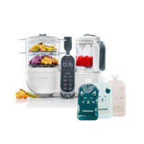 Babymoov Nutribaby Plus 6-In-1 Multi-Purpose Food Processor Plus Reusable Food Puches x 15, White