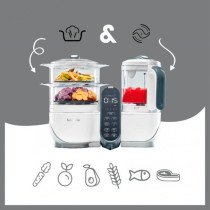 Babymoov Nutribaby Plus 6-In-1 Multi-Purpose Food Processor Plus Reusable Food Puches x 15, White