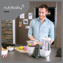 Babymoov Nutribaby Plus 6-In-1 Multi-Purpose Food Processor Plus Reusable Food Puches x 15, White