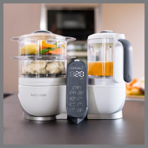 Babymoov Nutribaby Plus 6-In-1 Multi-Purpose Food Processor Plus Reusable Food Puches x 15, White