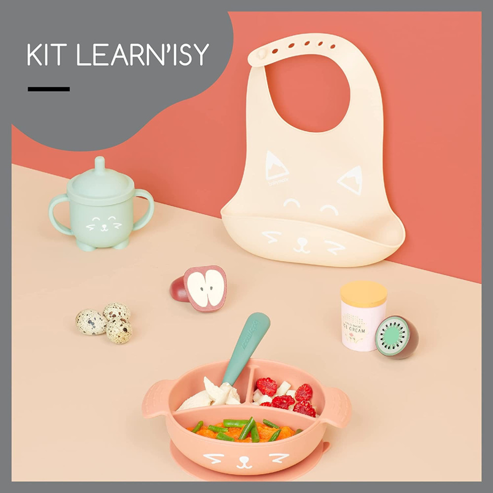 Babymoov Learn ISY 4 Piece Silicone Meal Set For Babies BPA Free And Dishwasher Safe 15-24 Months, Terracotta Fox