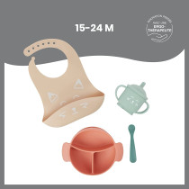 Babymoov Learn ISY 4 Piece Silicone Meal Set For Babies BPA Free And Dishwasher Safe 15-24 Months, Terracotta Fox
