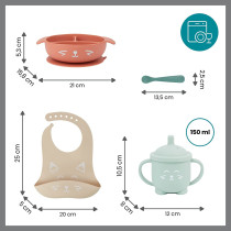 Babymoov Learn ISY 4 Piece Silicone Meal Set For Babies BPA Free And Dishwasher Safe 15-24 Months, Terracotta Fox