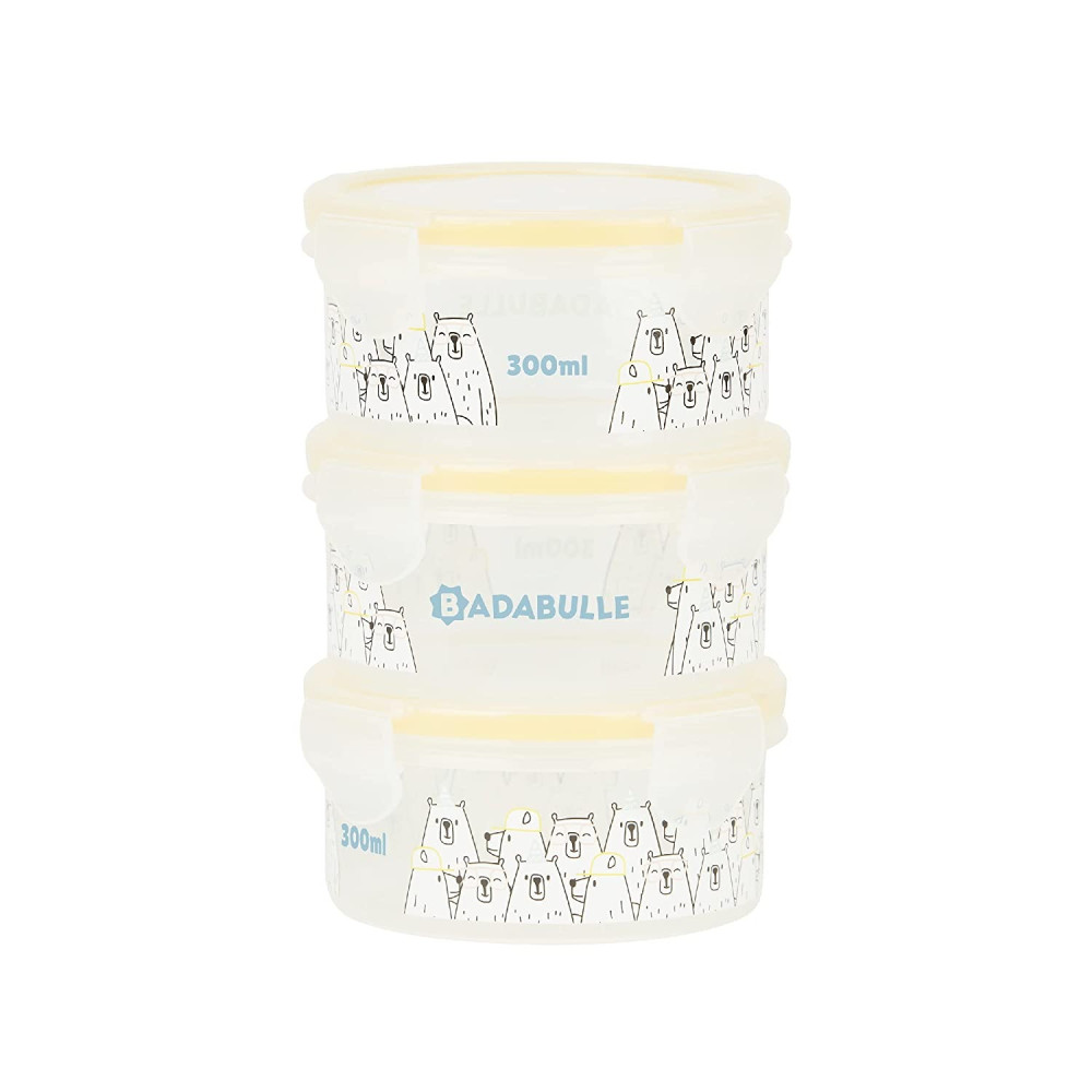 Badabulle Maxi Box 3 x 300 ml Airtight Closing Storage Container For Baby Porridge