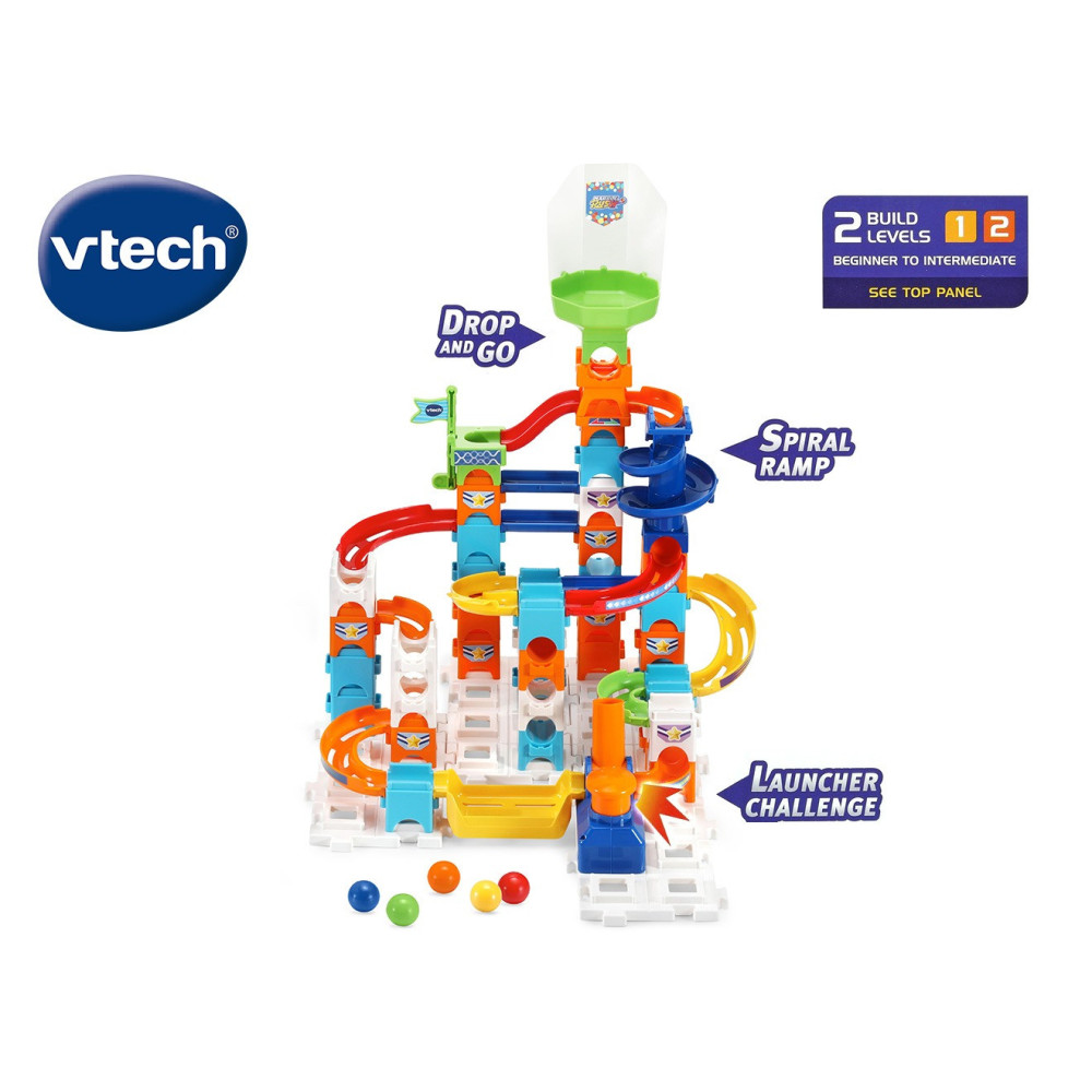 Vtech Marble Rush Spiral City, Construction Toys For Kids With 5 Marbles And 62 Building Pieces, Electronic Track Set For Boys And Girls, Color-Coded Building Toy With Music And Sound, 4 Years Plus
