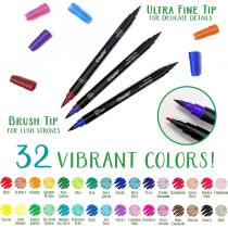 Crayola Brush And Detail Dual Tip Markers, Kids At Home Activities, 32 Colors, 16 Count