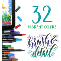 Crayola Brush And Detail Dual Tip Markers, Kids At Home Activities, 32 Colors, 16 Count