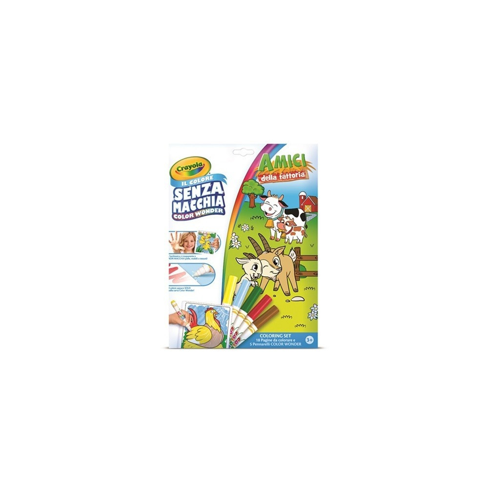 Crayola Color Wonder Set Animal Friends, Coloring Book, 4 Markers