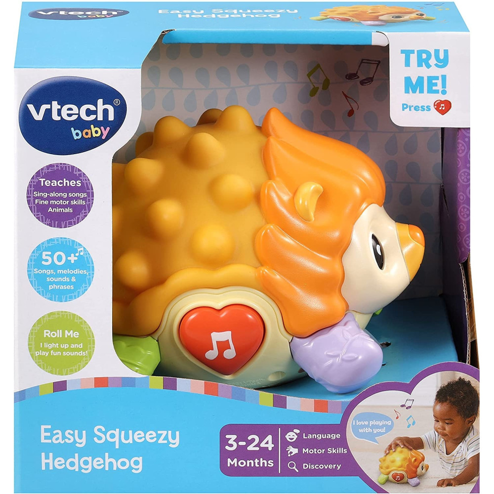 Vtech Easy Squeezy Hedgehog, Baby, Interactive And Developmental Toy With Sounds And Music, For Boys And Girls, Suitable For Ages 3 Months Plus
