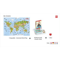 Unik Play Geografika, Educational Game, World Map Board Game, Geography Illustrated Map With Cards, Learning Tools For Boys And Girls 6