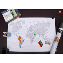 Unik Play Colouring World Map Geography, Adult Colouring Wall Poster, Party Activity Home, Decor Painting Gifts