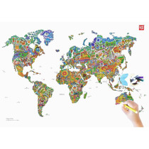 Unik Play Colouring World Map Geography, Adult Colouring Wall Poster, Party Activity Home, Decor Painting Gifts