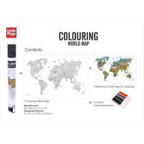 Unik Play Colouring World Map Geography, Adult Colouring Wall Poster, Party Activity Home, Decor Painting Gifts
