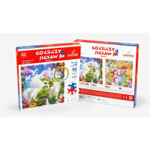 Unik Play Go Crazy Jigsaw Puzzle, Attractive Cartoon Print Puzzle, 2 Puzzle Trays, Unicorn, Kids And Adults 6 Plus