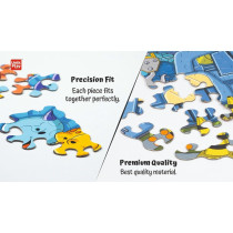 Unik Play Go Crazy Jigsaw Puzzle, Attractive Cartoon Print Puzzle, 2 Puzzle Trays, Construction, Kids And Adults 6 Plus