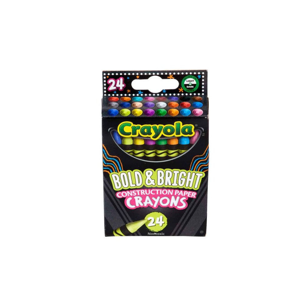 Crayola Construction Paper Crayons, School And Art Supplies, Pack Of 24, Bold And Bright Colors, 3 Plus Yrs