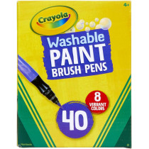 Crayola Washable Paint Brush Pens, Easy To Remove Paints, 8 Colors, Pack Of 40, 5 Plus Yrs
