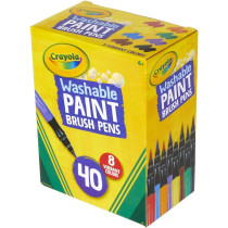 Crayola Washable Paint Brush Pens, Easy To Remove Paints, 8 Colors, Pack Of 40, 5 Plus Yrs