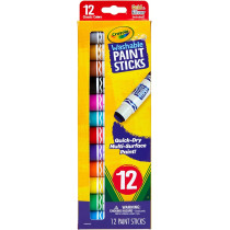 Crayola Washable Paint Sticks, Quick Dry, Multi Surface Paint, Pack Of 12, Classic Colors, 4 Plus Yrs