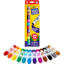 Crayola Washable Paint Sticks, Quick Dry, Multi Surface Paint, Pack Of 12, Classic Colors, 4 Plus Yrs