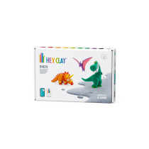 Hey Clay Diy Dinos Pterodactylus, Triceratops, Tyrannosaurus Plastic Creative Modelling Air-Dry Clay For Kids 6 Cans