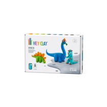 Hey Clay Diy Dinos Stegosaurus, Pachycephalosaurus, Brachiosaurus Plastic Creative Modelling Air-Dry Clay For Kids 6 Cans