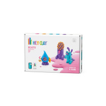 Hey Clay Diy Beasts Yollo, Violet, Fishka Plastic Creative Modelling Air-Dry Clay For Kids 6 Cans
