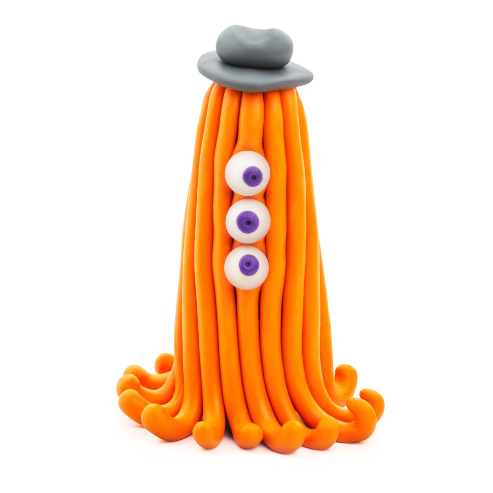 Hey Clay Diy Beasts Worm, Ginger, Drop Plastic Creative Modelling Air-Dry Clay For Kids 6 Cans